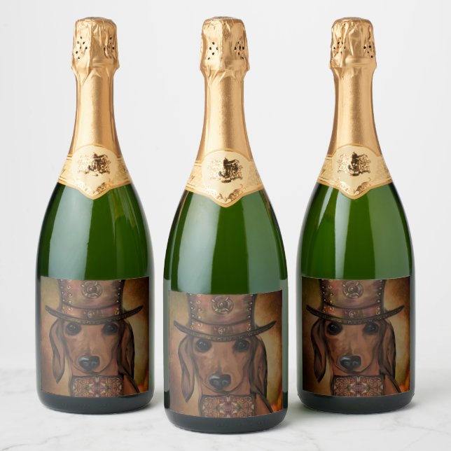 RED DACHSHUND  SPARKLING WINE LABEL (Bottles)