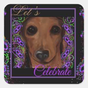 Red Dachshund       Square Sticker