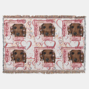 Red Dachshund  Throw Blanket