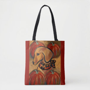 Red dachshund tote bag