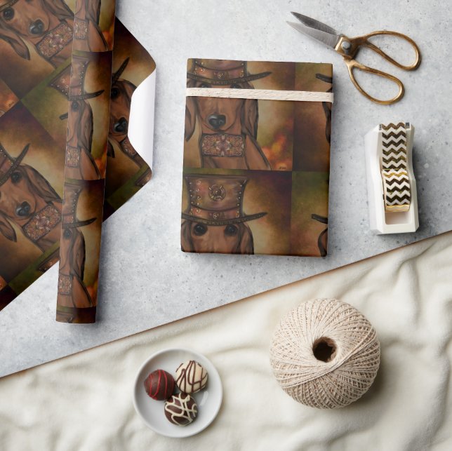 RED DACHSHUND  WRAPPING PAPER (Crafts)