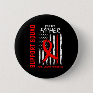 Red Dad Father Heart Disease Awareness Flag Graphi 6 Cm Round Badge