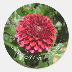 Red Dahlia Classic Round Sticker