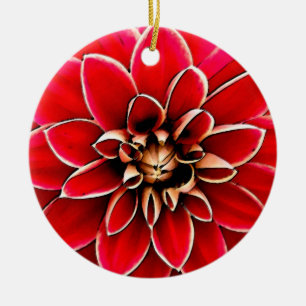 Red Dahlia, digital art Ceramic Ornament