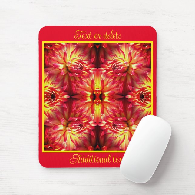 Red Dahlia Flower Abstract Nature Personalised Mouse Pad (With Mouse)