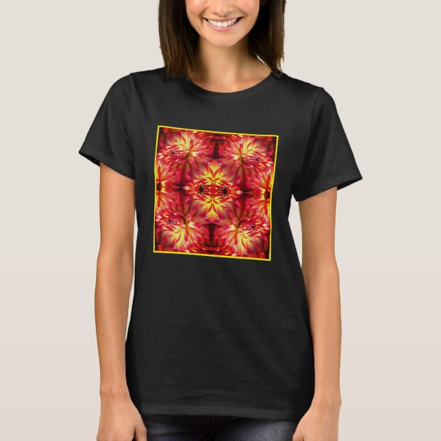 Red Dahlia Flower Abstract Nature  T-Shirt (Front)
