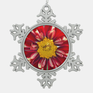 Red dahlia flower christmas ornament