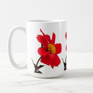 Red Dahlia Flower Mug