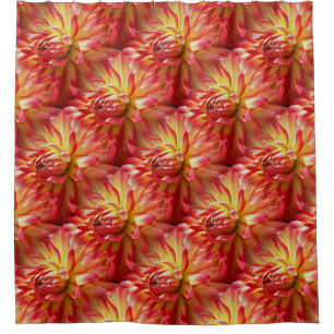 Red Dahlia Flower Nature Pattern Shower Curtain