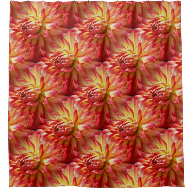 Red Dahlia Flower Nature Pattern  Shower Curtain (Front)