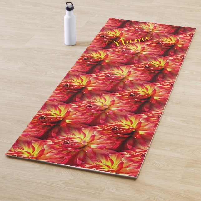 Red Dahlia Flower Nature Personalised Yoga Mat (In Situ)