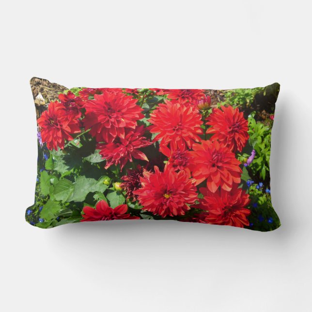 Red Dahlia Flower Pillow (Front)