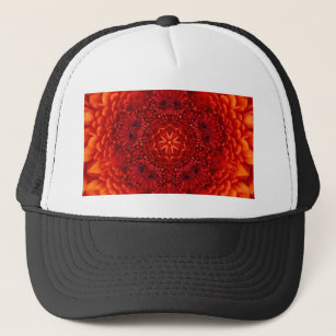 RED DAHLIA FLOWERS Abstract Floral Trucker Hat