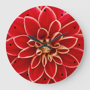 Red Dahlia Large Clock