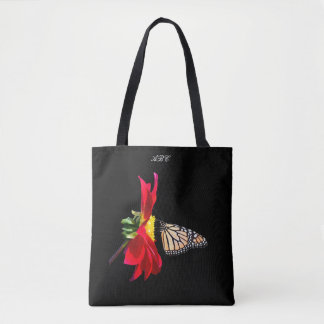 Red Dahlia Monarch All-Over_Print Tote Bag