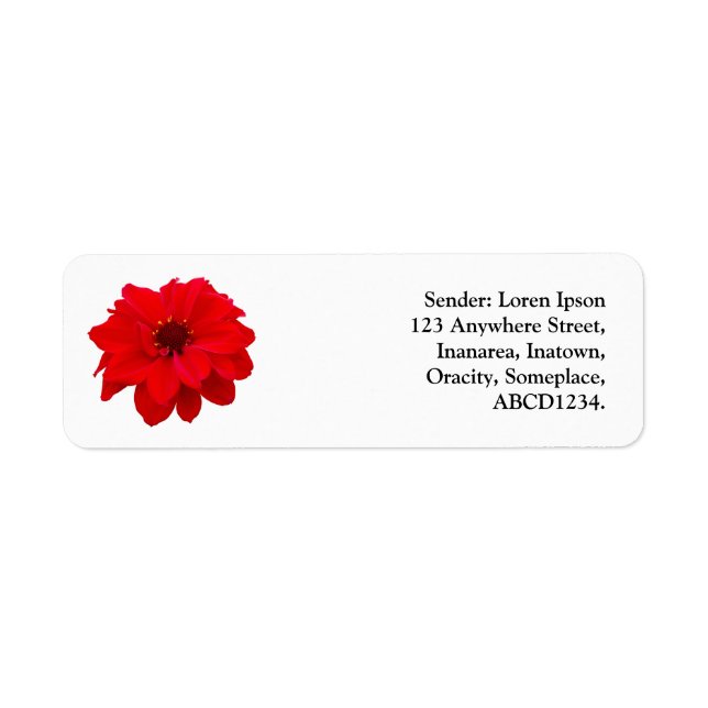 Red Dahlia Return Address Label (Front)