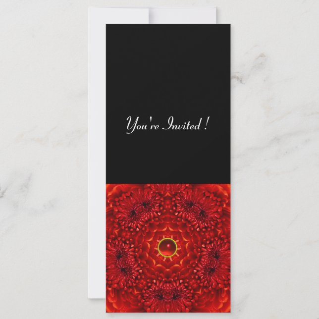 RED DAHLIA, RUBY,   bright  black Invitation (Front)