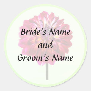 Red Dahlia Tinted With Yellow Save the Date Classic Round Sticker