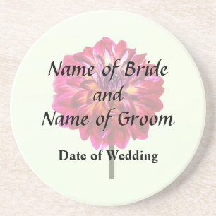 Red Dahlia Tinted With Yellow Wedding Products Coaster