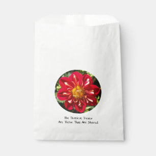 Red Dahlia with Bee Pair - White Favour Bag