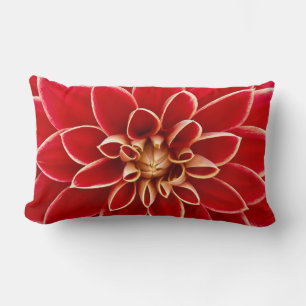 Red Dahlia with Yellow Tips  Lumbar Cushion