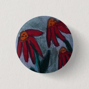 Red Daisies  3 Cm Round Badge
