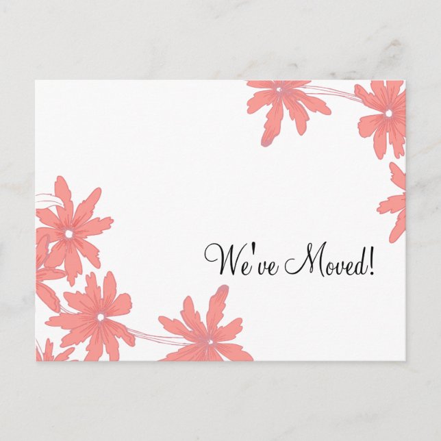 Red Daisies Change of Address Announcement Postcard (Front)