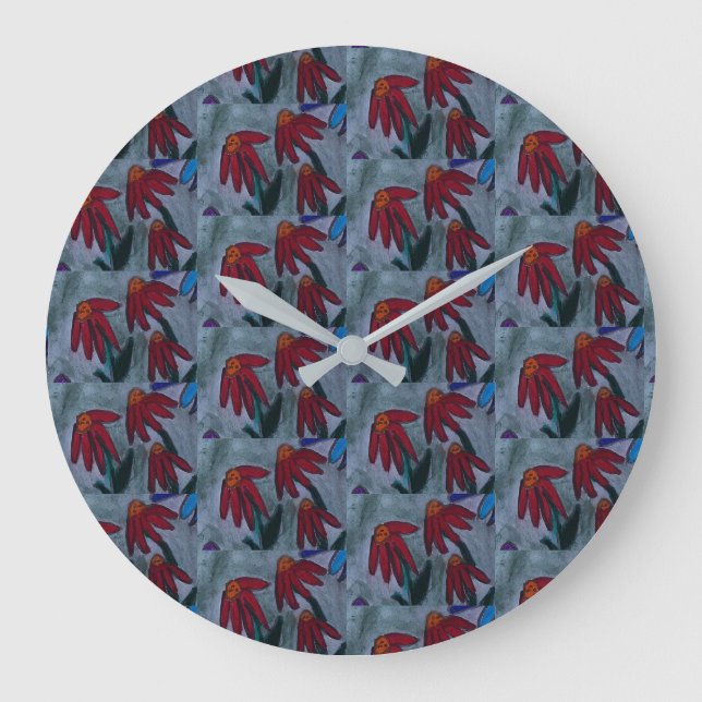 Red Daisies Clock (Front)