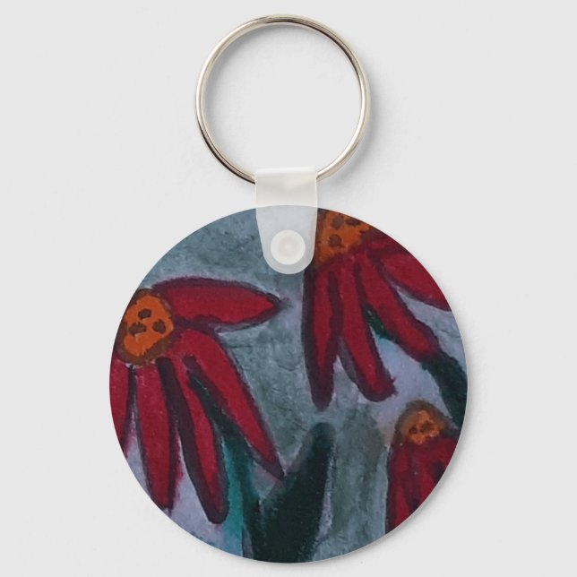 Red Daisies  Key Ring (Front)