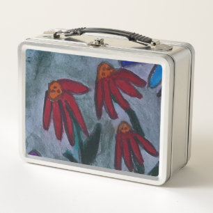 Red Daisies Metal Lunch Box