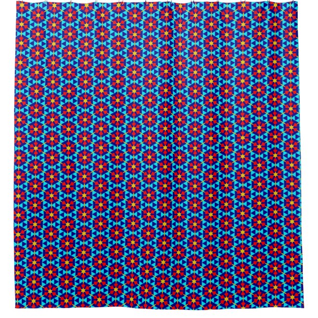 Red Daisies on Sky Blue Shower Curtain (Front)