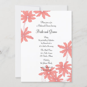 Red Daisies on White Wedding Rehearsal Dinner Invitation