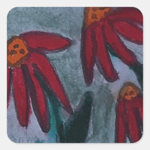 Red Daisies Square Sticker