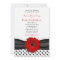 Red Daisy Black White Polka Dot Wedding Invitation