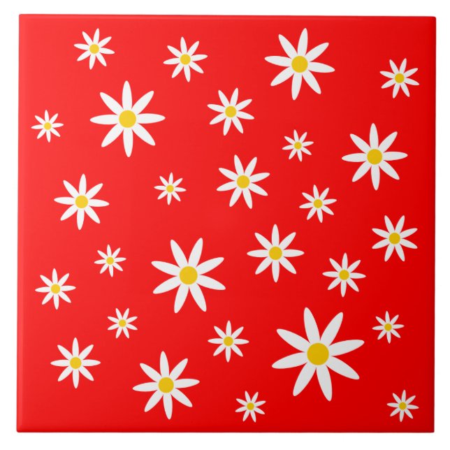 Red Daisy Ceramic Tile (Front)