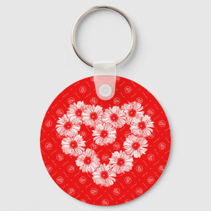 Red Daisy Chain Heart Key Ring