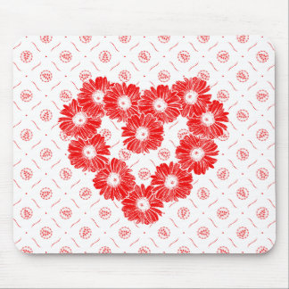 Red Daisy Chain Heart Mouse Pad