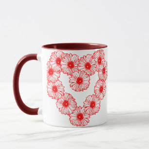 Red Daisy Chain Heart Mug