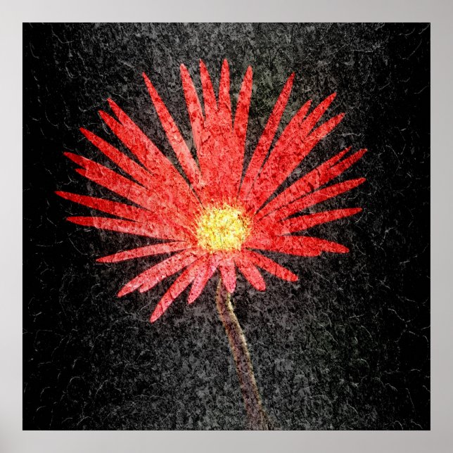 Red Daisy Flower Painting Poster (Front)