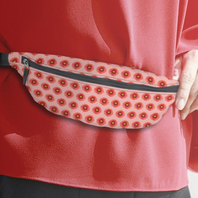 Red Daisy Flower Seamless Pattern on Fanny Pack (Red Daisy flower seamless pattern on fanny pack)