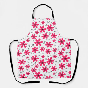 Red daisy flowers retro background summer apron