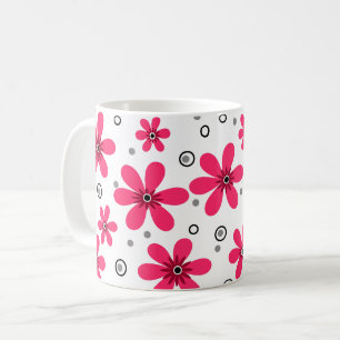 Red daisy flowers retro background summer coffee mug