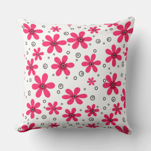 Red daisy flowers retro background summer cushion