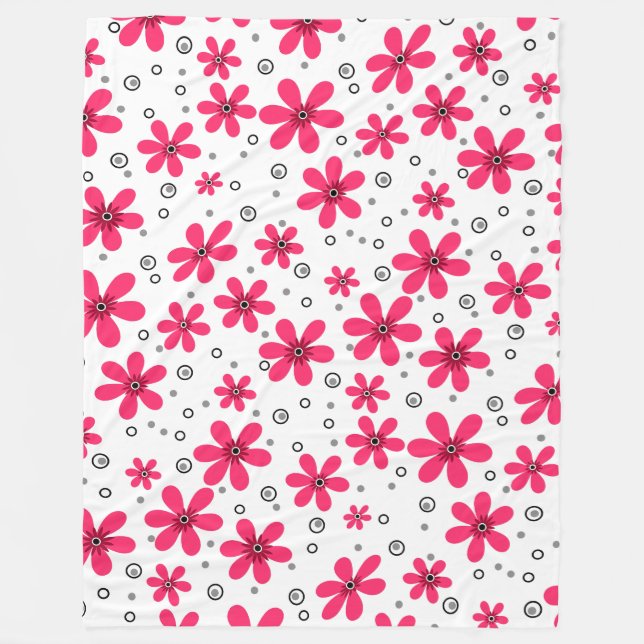 Red daisy flowers retro background summer fleece blanket (Front)