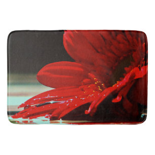 Red Daisy Gerbera Flowers Bath Mat