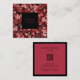 Red Daisy Modern Trendy Flower Florist Square Business Card