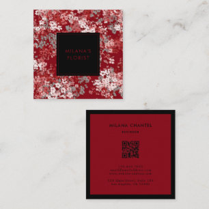 Red Daisy Modern Trendy Flower Florist Square Business Card