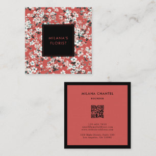 Red Daisy Modern Trendy Flower Florist Square Business Card