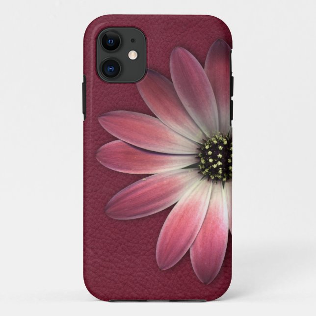 Red Daisy on Wine Leather Print Case-Mate iPhone Case (Back)
