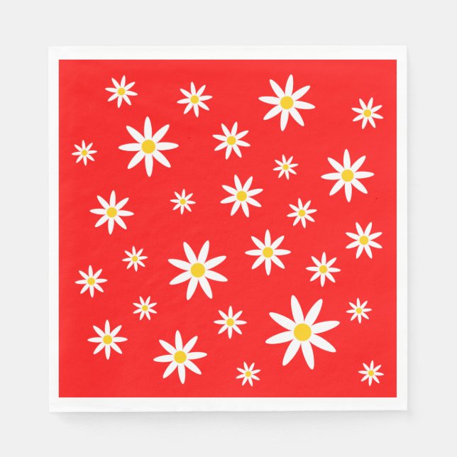 Red Daisy Paper Napkins (Front)